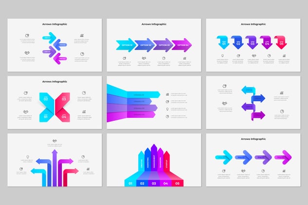 彩色箭头指向图形PPT模板 - 顶尖PPT