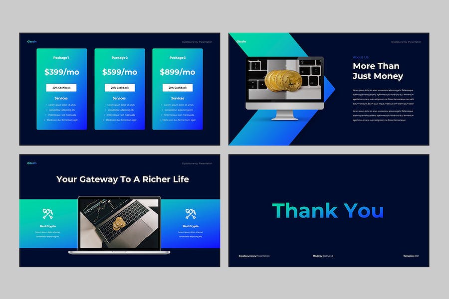 吉特币加密货币区块链投资Keynote模板 - 顶尖PPT