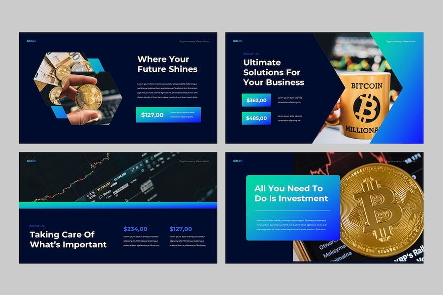 吉特币加密货币区块链投资Keynote模板 - 顶尖PPT