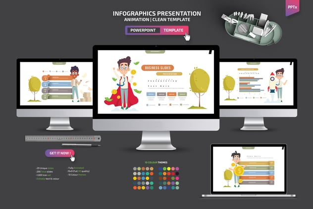 创意金融插画图形PPT模板 - 顶尖PPT