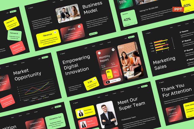 深灰色现代应用商业PPT模板 - 顶尖PPT