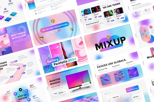 精美渐变配色商务风格PowerPoint模板 - 顶尖PPT