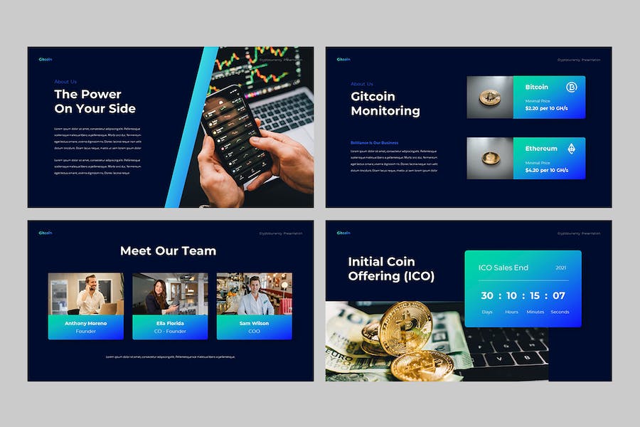 吉特币加密货币区块链投资Keynote模板 - 顶尖PPT