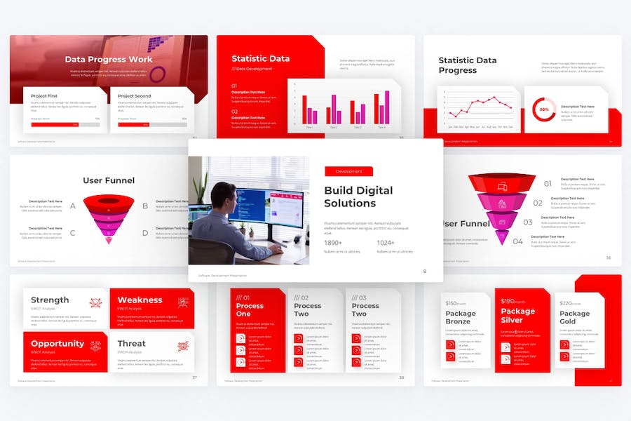红色现代科技商务商业keynote模板 - 顶尖PPT