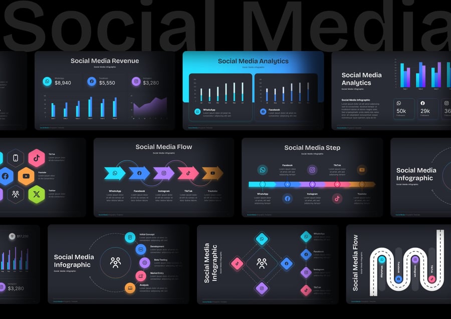 彩色数据信息图表keynote模板 - 顶尖PPT