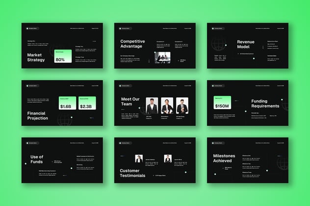 黑绿白现代商务风格PPT模板 - 顶尖PPT