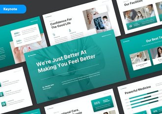 蓝绿色医疗药房健康宣传Keynote模板 - 顶尖PPT