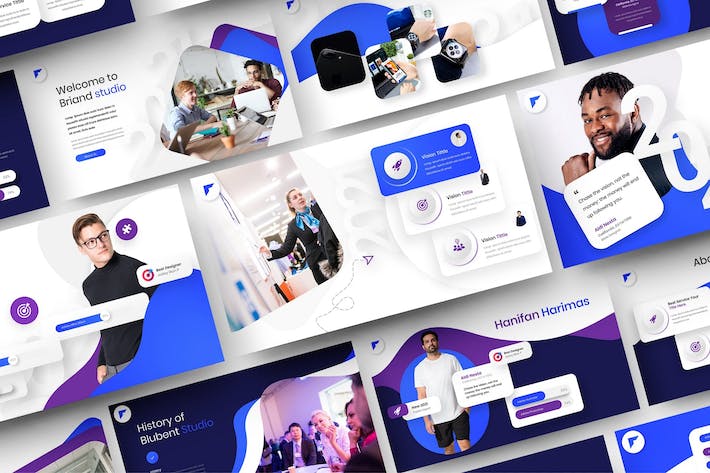 蓝紫色商业计划产品展示企业合作团队介绍多用途商务keynote模板 - 顶尖PPT