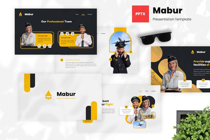 航空公司业务运营展示PPT模板 - 顶尖PPT