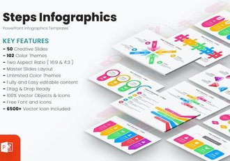 彩色步骤流程信息图形PPT模板 - 顶尖PPT