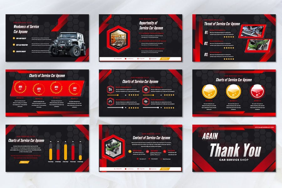 汽车维修保养售后服务PowerPoint模板 - 顶尖PPT