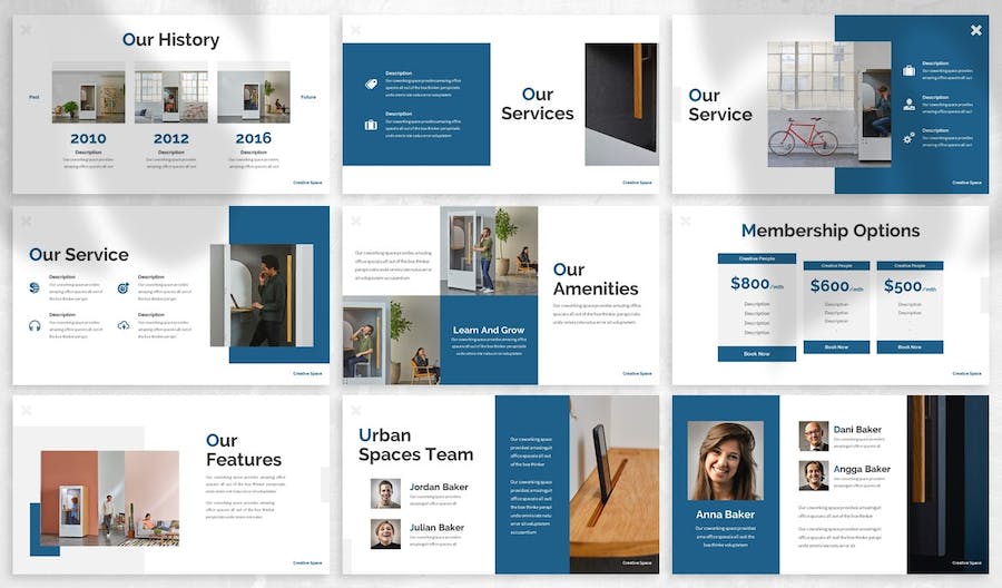 蓝色城市共享办公空间PPT模板 - 顶尖PPT