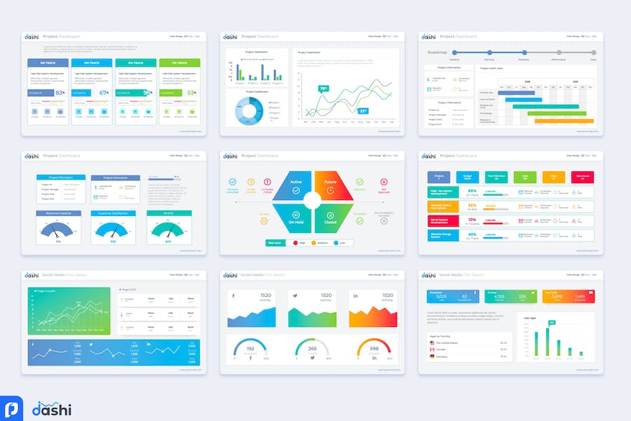 数据仪表板可视化展示PPT模板 - 顶尖PPT