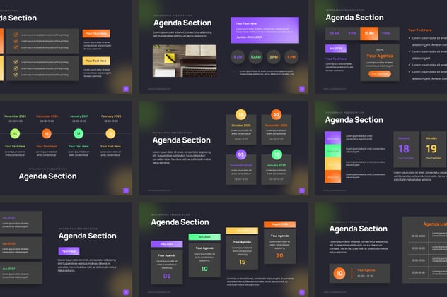 工作议程信息图形图表PPT模板 - 顶尖PPT