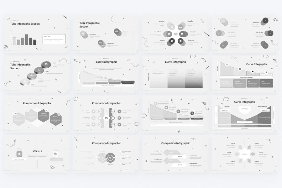 涂鸦风格圆形圆柱图形PPT模板 - 顶尖PPT