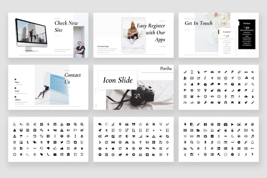 极简摄影模特作品展示PPT模板 - 顶尖PPT