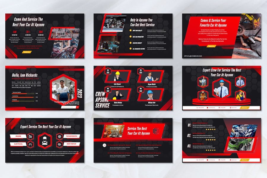 汽车维修保养售后服务PowerPoint模板 - 顶尖PPT