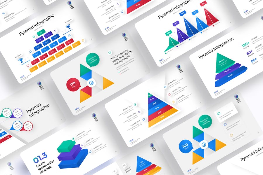 金字塔信息图形PPT模板 - 顶尖PPT