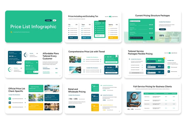 价格展示信息图表PPT模板 - 顶尖PPT