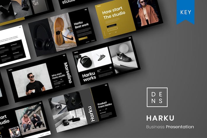 深色图片网格商务宣传Keynote模板 - 顶尖PPT