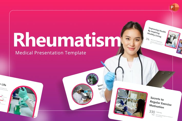 粉色风湿病治疗医学护理PPT模板 - 顶尖PPT