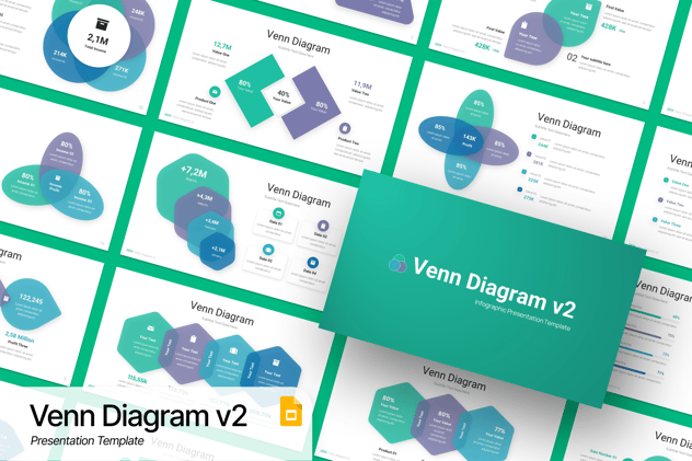 维恩六边形信息图表展示PPT模板 - 顶尖PPT