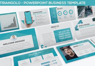 蓝色三角形商务企业PPT模板 - 顶尖PPT