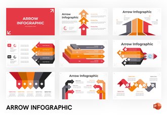 红色箭头流程图形PPT模板 - 顶尖PPT
