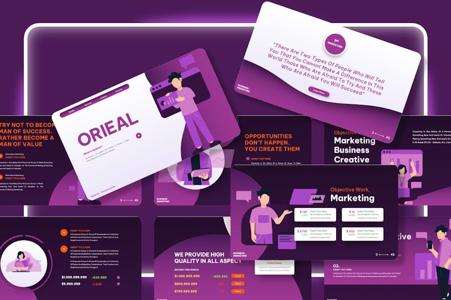 市场营销策略人物插画keynote模板 - 顶尖PPT