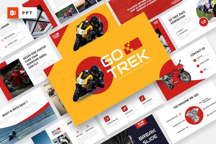 摩托车赛车赛事活动展示PPT模板 - 顶尖PPT