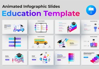 动画彩色教育信息图形keynote模板 - 顶尖PPT