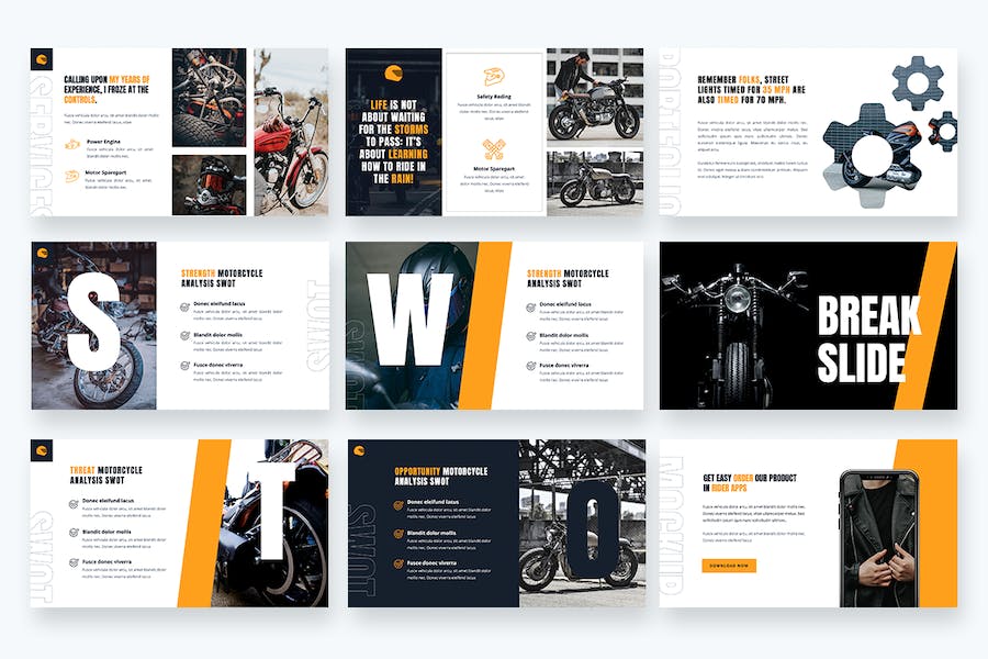 摩托车品牌推广骑行活动策划PPT模板 - 顶尖PPT