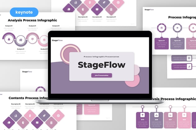 可视化步骤哦流程信息图形keynote模板 - 顶尖PPT
