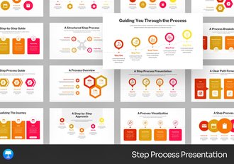 红橙色可视化步骤流程信息图形keynote模板 - 顶尖PPT