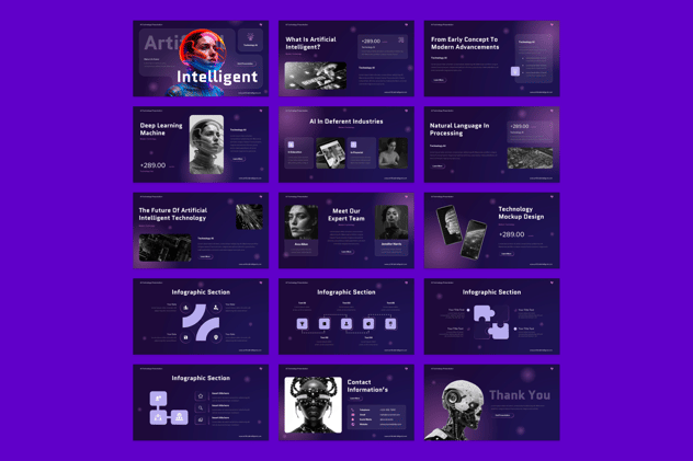 AI技术人工智能PPT模板 - 顶尖PPT