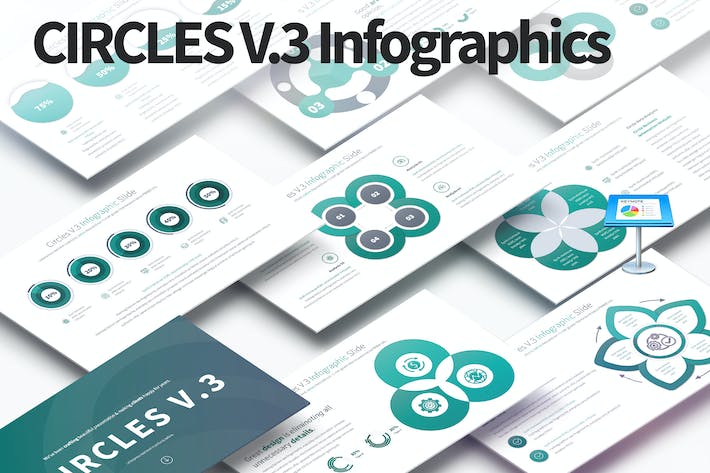 圆圈花瓣要点信息展示图形keynote模板 - 顶尖PPT