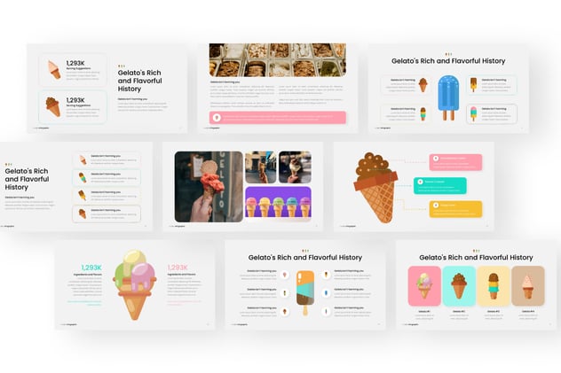 冰淇淋主题圆环数据分析图形keynote模板 - 顶尖PPT