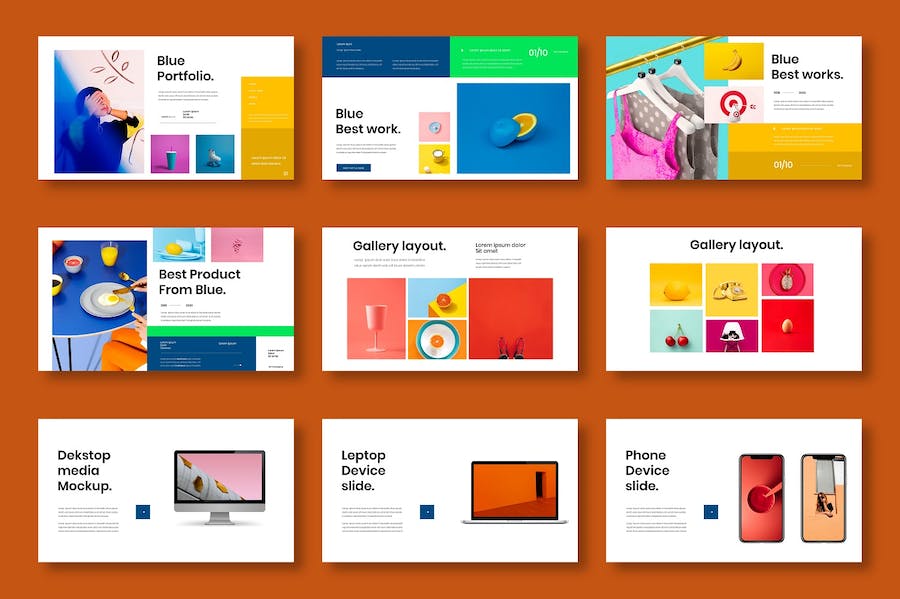蓝色多彩图片拼贴商务Keynote模板 - 顶尖PPT