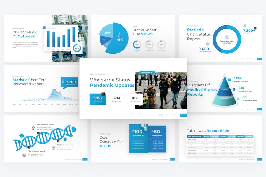 蓝色现代医学研究医学论文医疗健康PPT模板 - 顶尖PPT