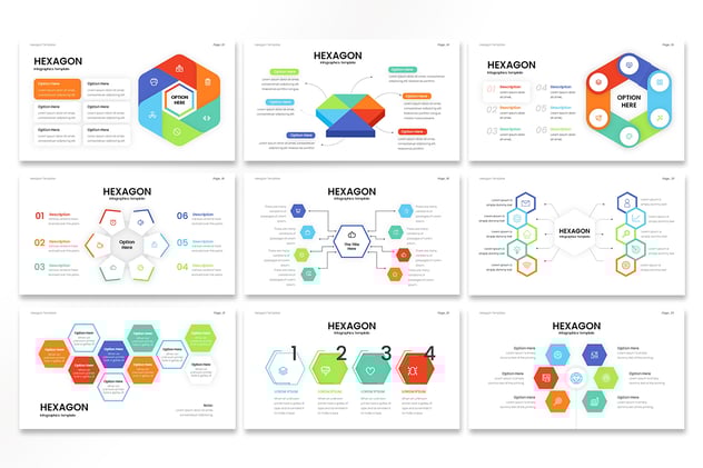 六边形信息图形PPT模板 - 顶尖PPT