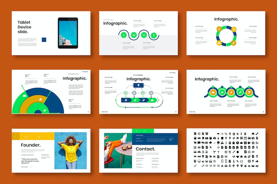蓝色多彩图片拼贴商务Keynote模板 - 顶尖PPT