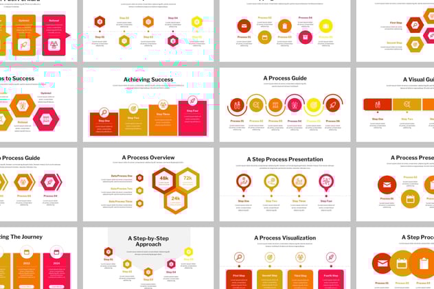 红橙色可视化步骤流程信息图形keynote模板 - 顶尖PPT