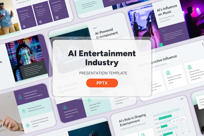 AI技术应用娱乐行业发展趋势PPT模板 - 顶尖PPT