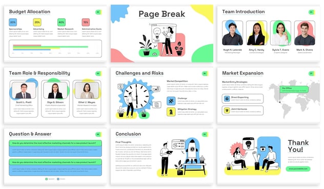 人物场景插画风格营销主题keynote模板 - 顶尖PPT