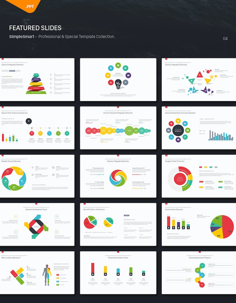 商务创意数据图形企业通用PPT模板 - 顶尖PPT