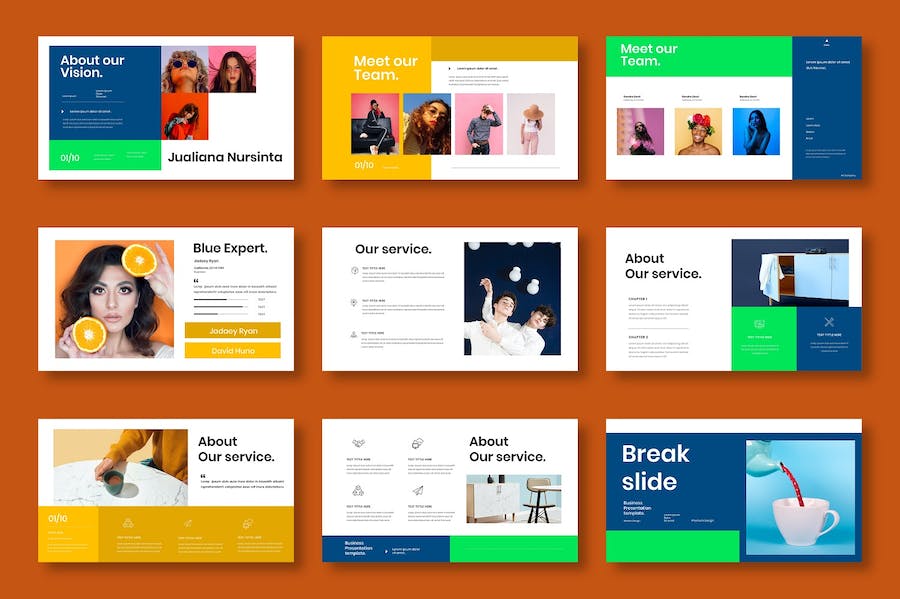 蓝色多彩图片拼贴商务Keynote模板 - 顶尖PPT