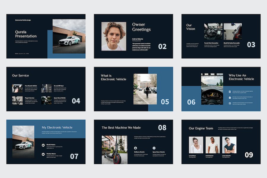扁平化极简风格新能源电动汽车公司团队介绍管理keynote模板 - 顶尖PPT