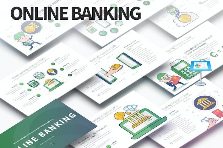 网上银行矢量插画图形keynote模板 - 顶尖PPT