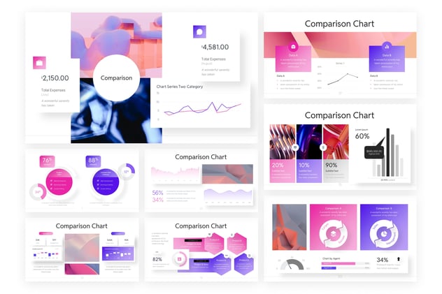 对比分析信息图表数据展示对标PPT模板 - 顶尖PPT