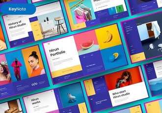 蓝色立体图片展示商务Keynote模板 - 顶尖PPT